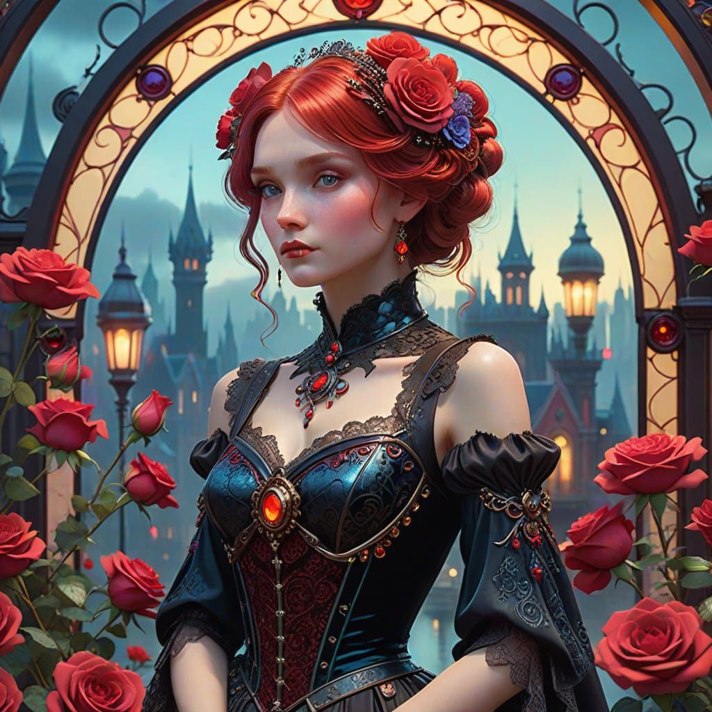 Ethereal Victorian Goddess in Whimsical Fantasy World