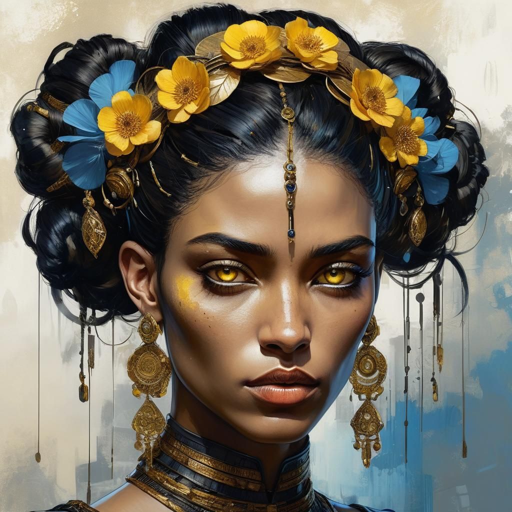 Woman in Mystical Forest, Enki Bilal Style