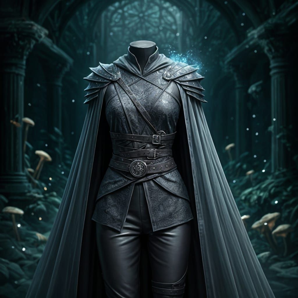 Drow Traveler Outfit Displayed with Bioluminescent Lighting