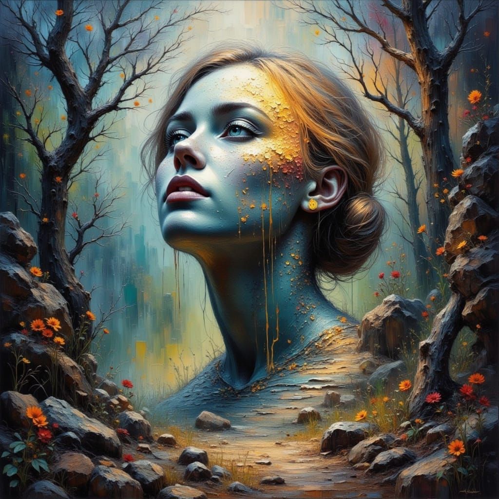 Ethereal Portrait in Dreamlike Painted Style