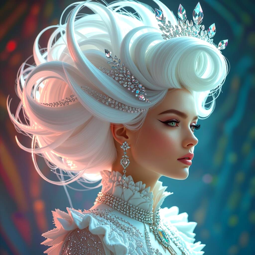 Futuristic Woman with Gravity-Defying Hairstyle