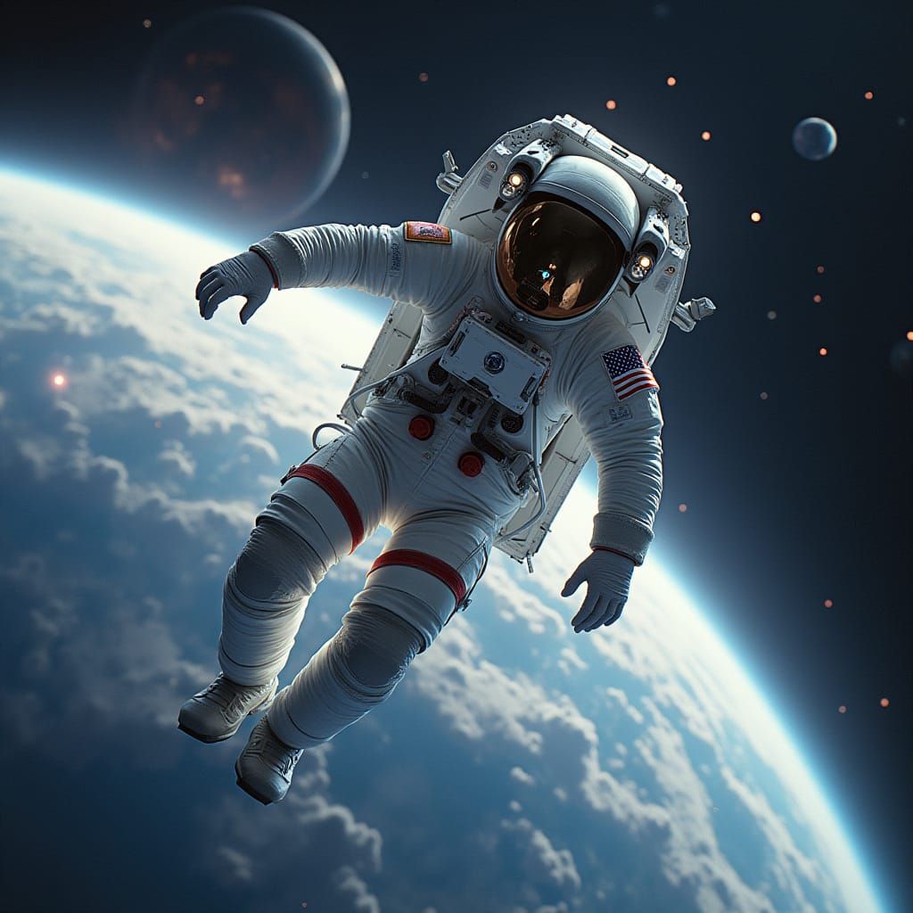 Astronaut Spacewalk Outside the International Space Station