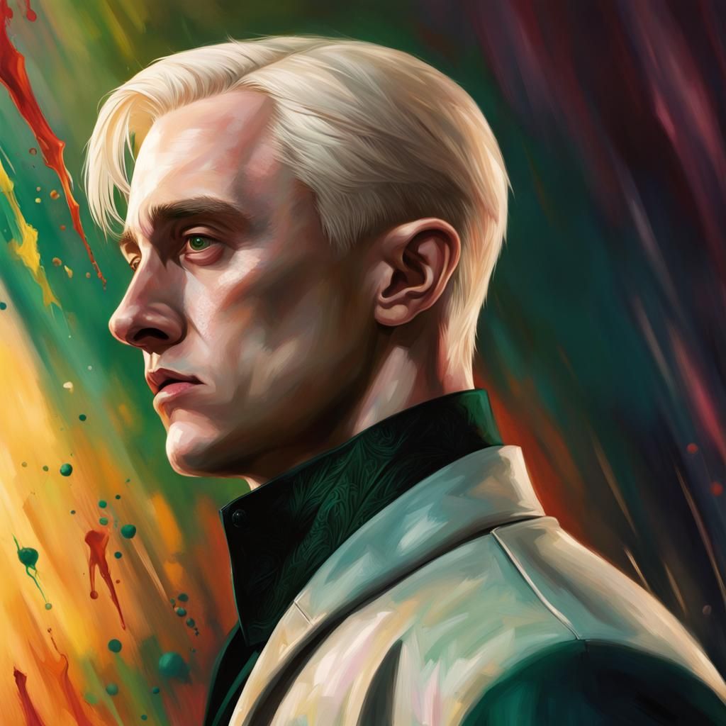 Hyperrealistic Portrait of Draco Malfoy as Splash Art