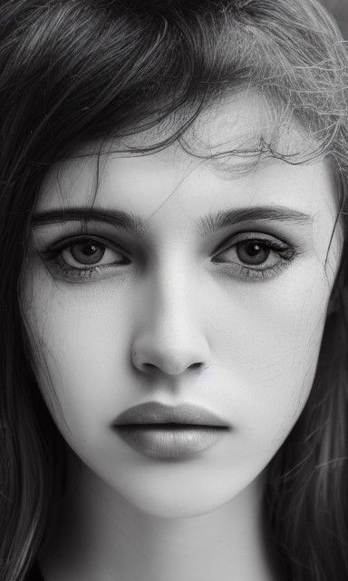 Monochrome Portrait of a Freckled Woman with Wet Hair