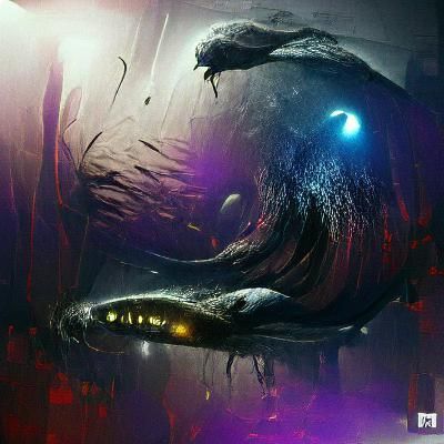 Gargantuan Eel Sea Monster in Dark Abyss