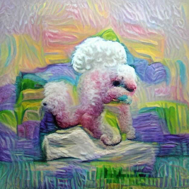 Bichon Frise Impasto Portrait on Pastel Background