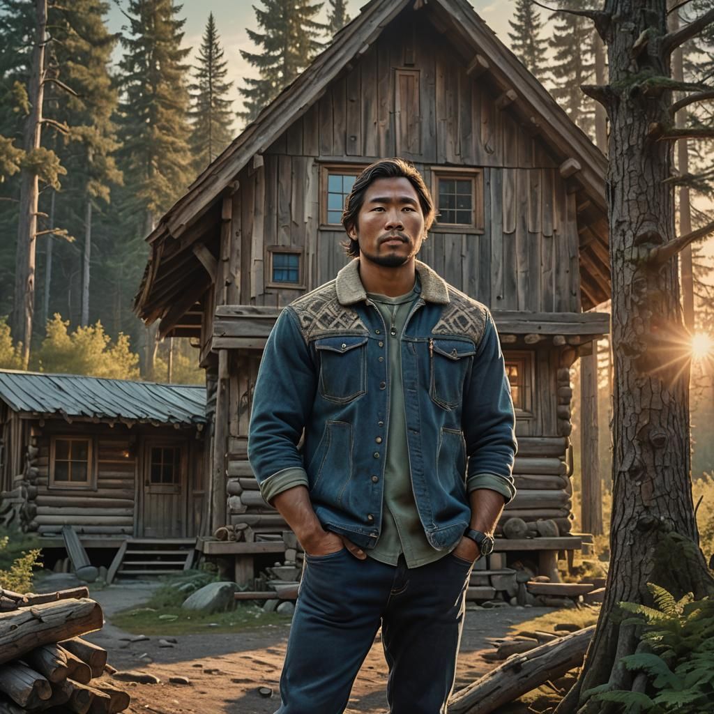 Inuit Man in Woods at Dusk: Matte Painting