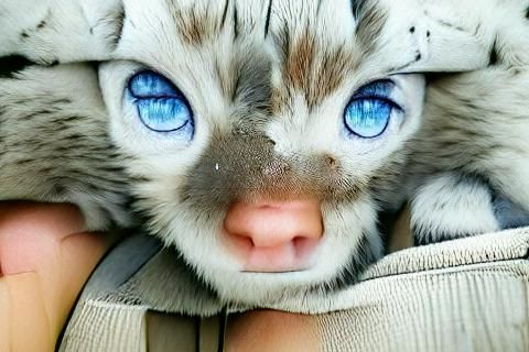 Cute Blue-Eyed Kitten Portrait