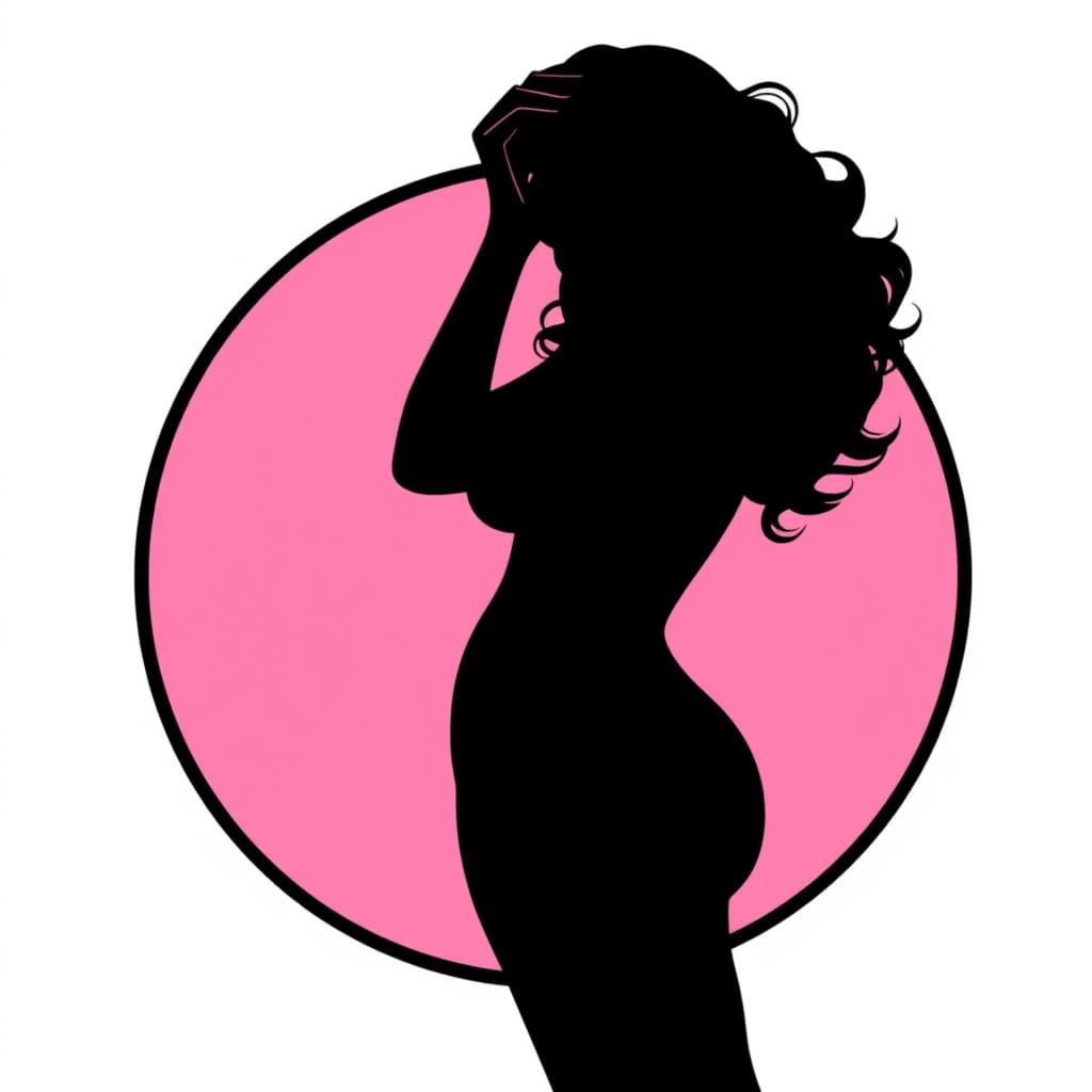 Elegant Silhouette of Woman in Pink Circle