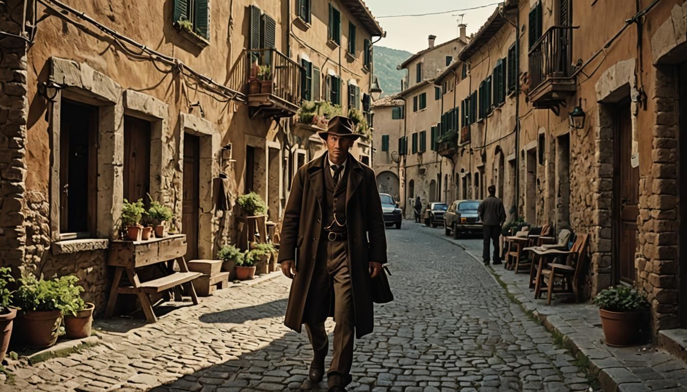 Italian Village: Cinematic Film Still