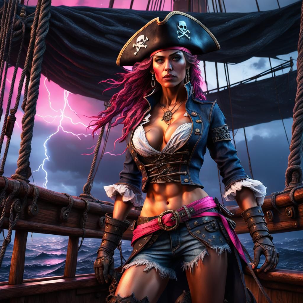Feminine Pirate in Neon Storm, Anime Key Visual