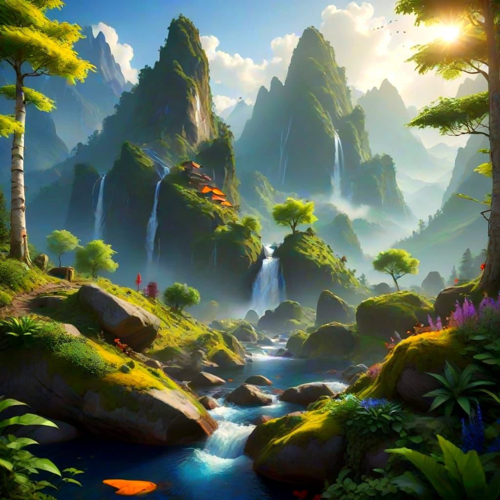 Vibrant Masterpiece in Triadic Color Harmony