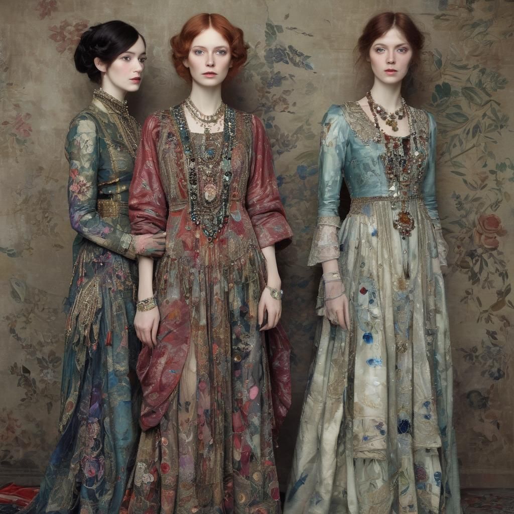 Edwardian Figures in Rich Jewel Tones