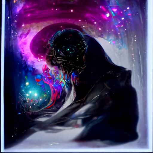 Holographic Astral Cosmic Illustration in Mixed Media