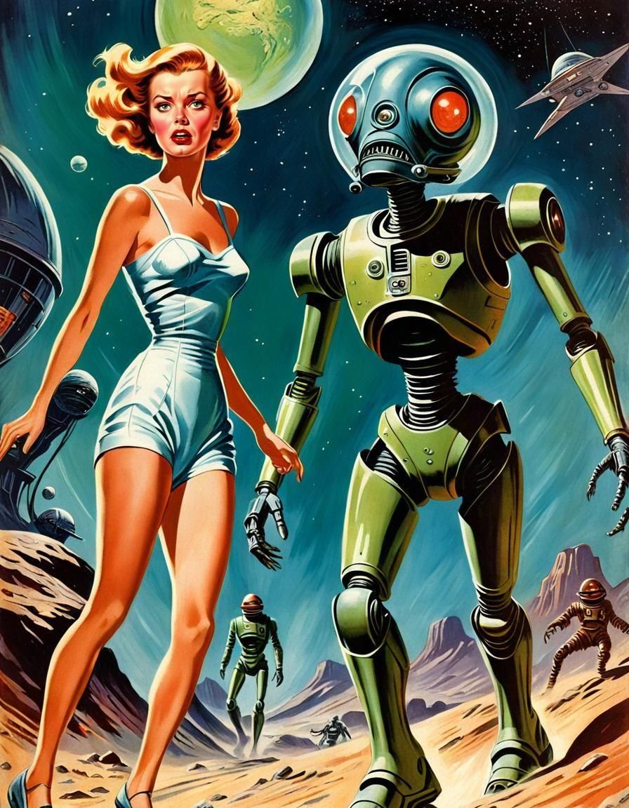 1950's Pulp Magazine Science Fiction Art