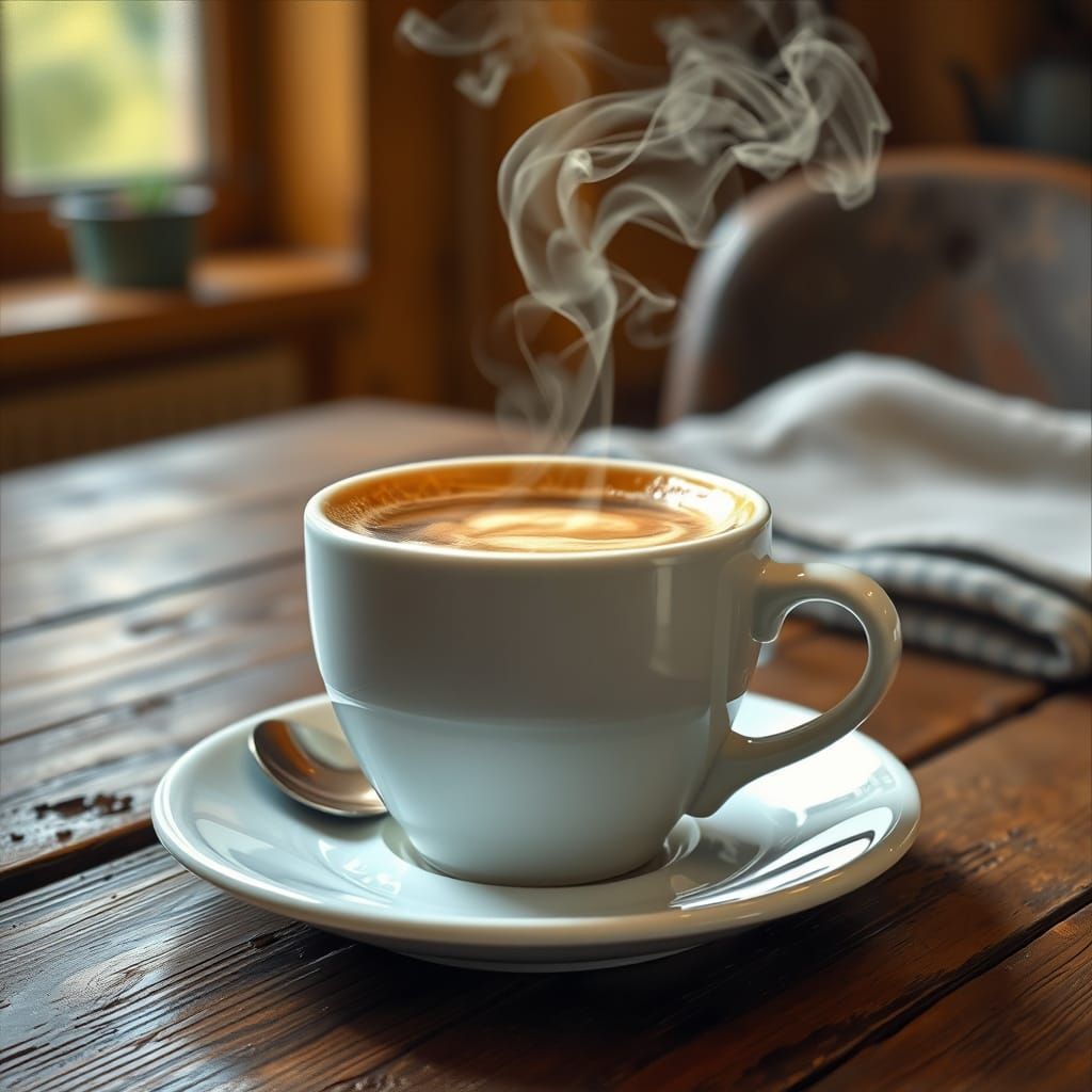 Coffee Cup Still Life in Classic Painting Style