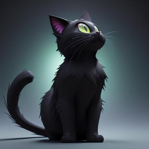 Black Cat in Pixar Style 3D Rendering
