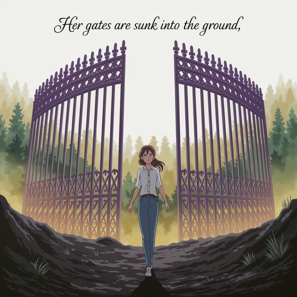 Young Woman Stands Confidently Before Ancient, Glowing Gates...