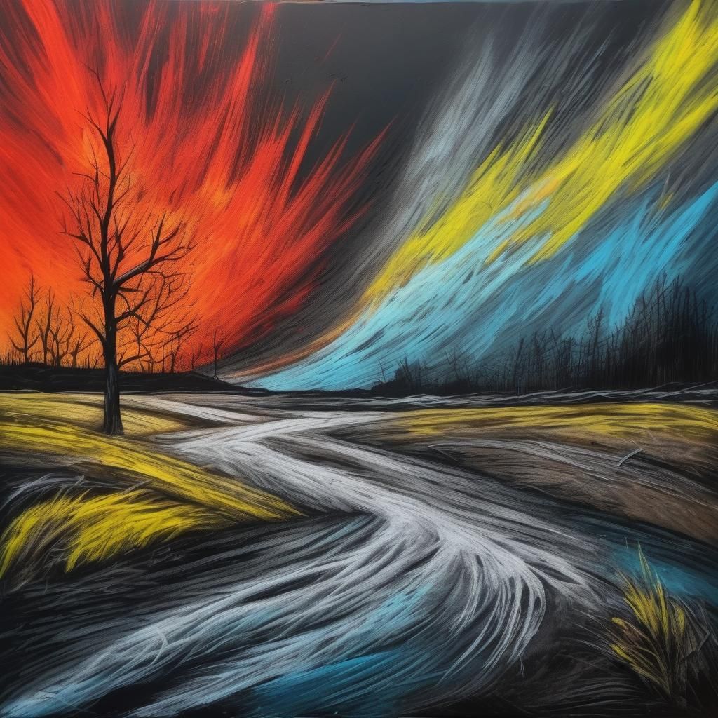 Nature's Fury: Chalk Art Composition