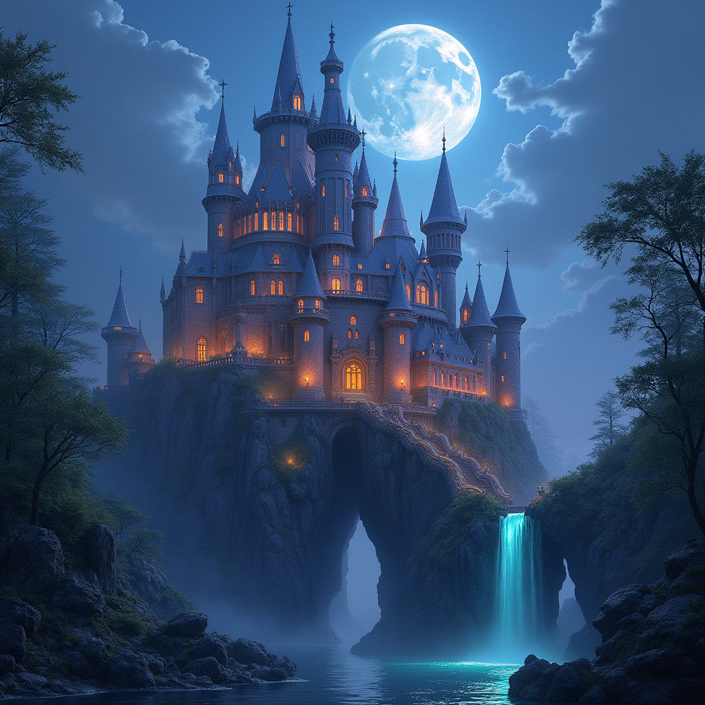 Twilight Fairy Castle in Hyper-Realistic Style