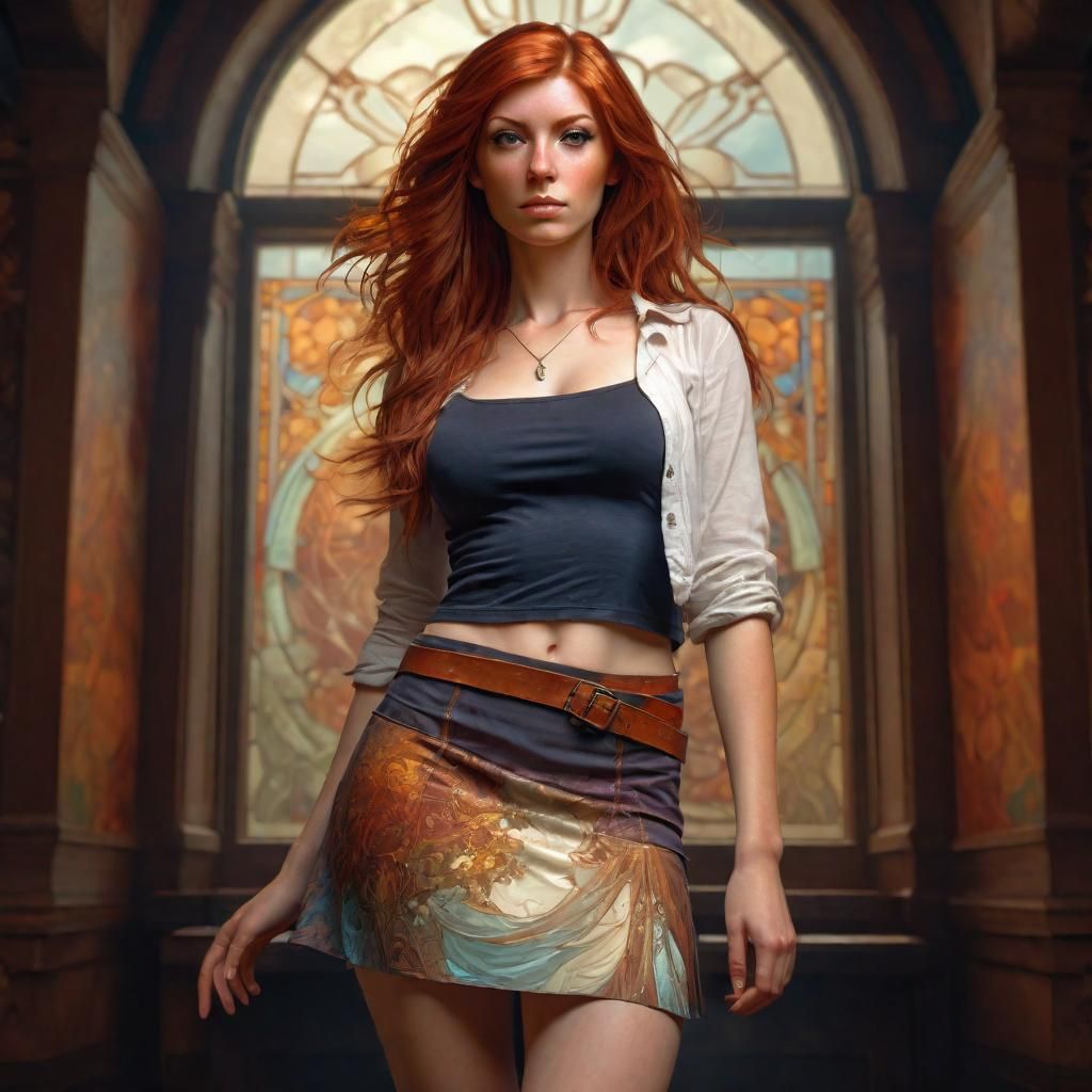 Auburn-Haired Woman Portrait in Fantasy Art Style