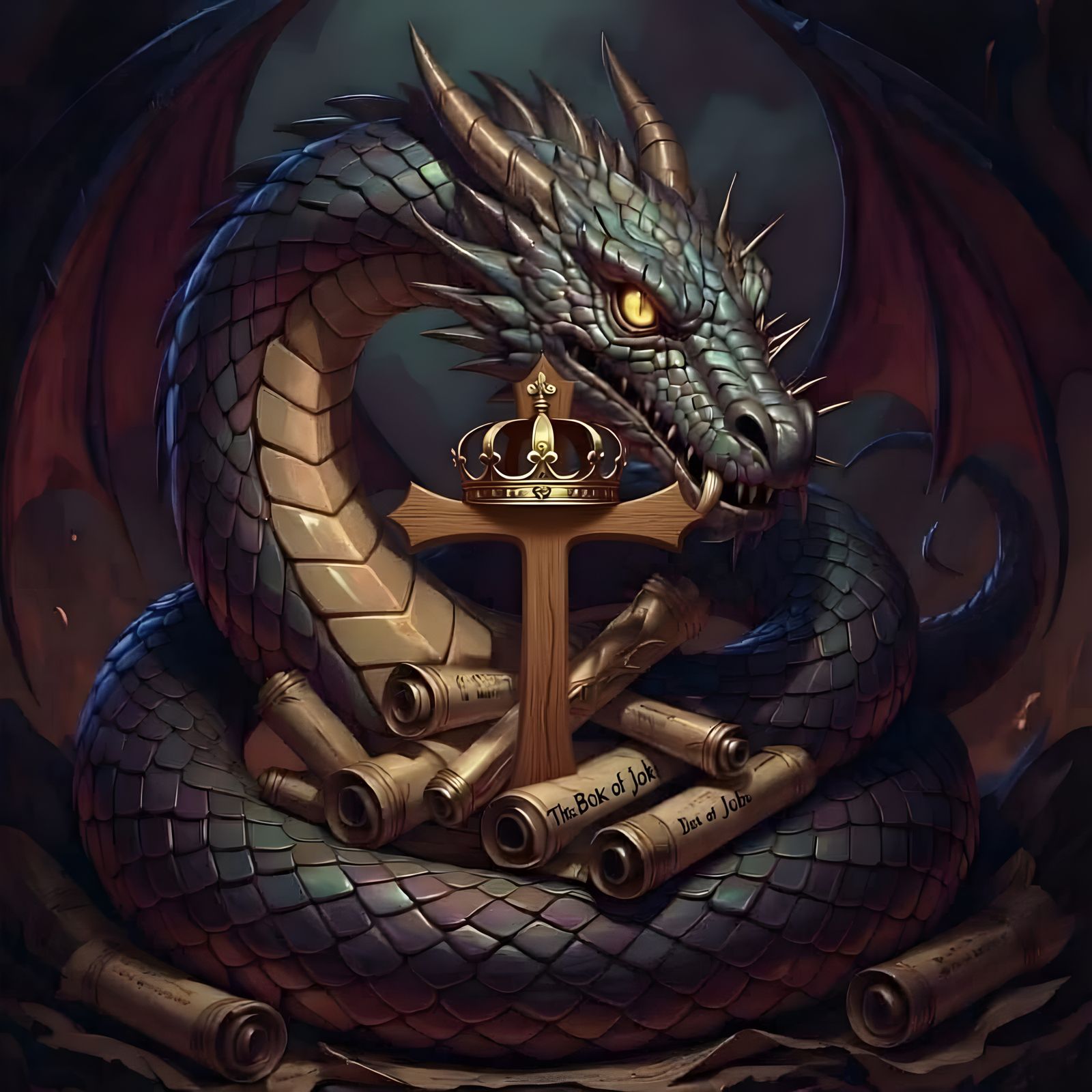 Snake Dragon with Crusader Cross