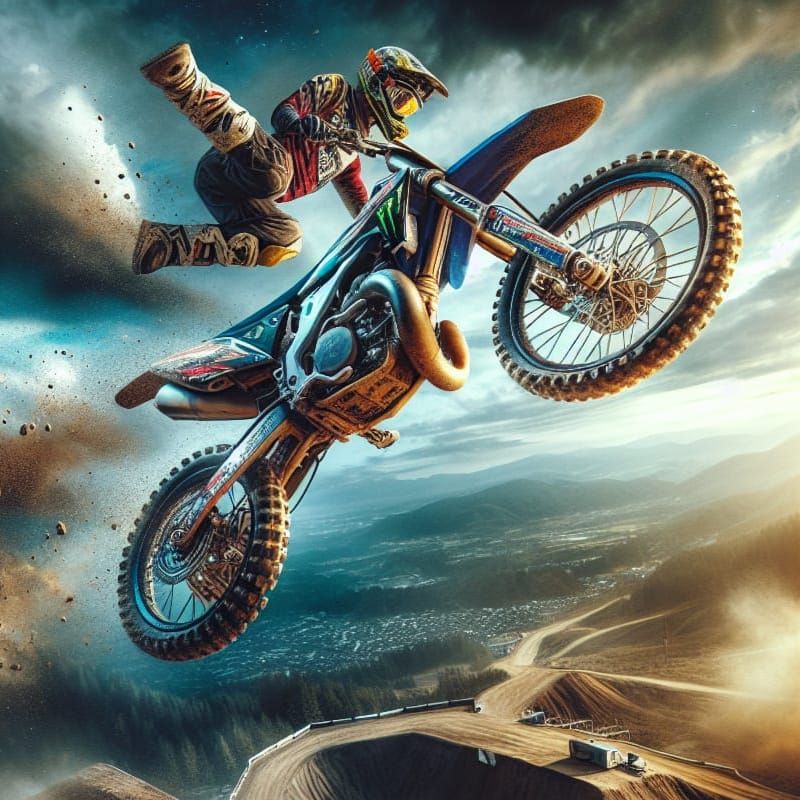 Dirt Bike Mid-Air Backflip Stunt