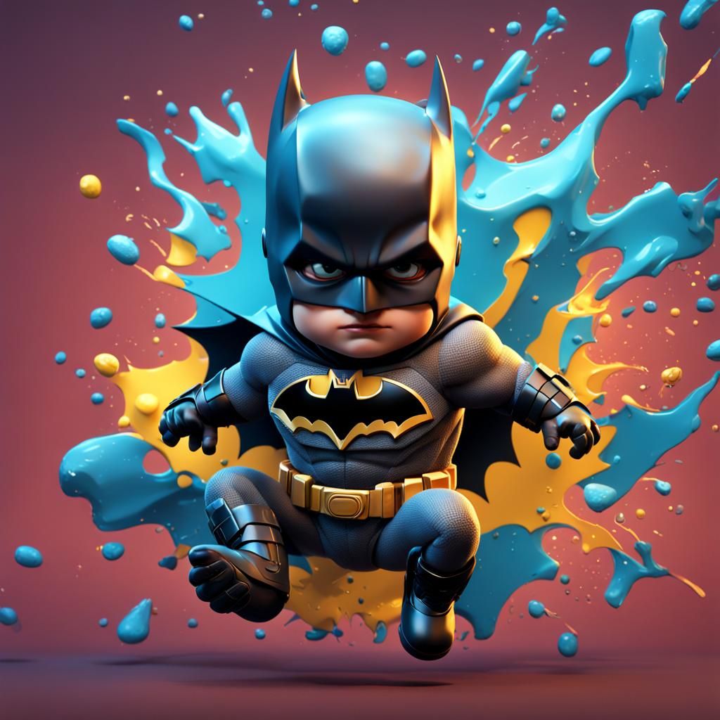Hyperrealistic 3D CGI Baby Batman Concept Art