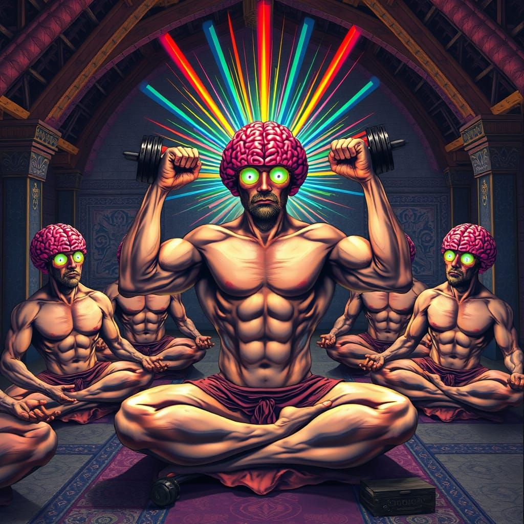 Enlightened Bodybuilders in Meditative Ashram: Psychedelic A...
