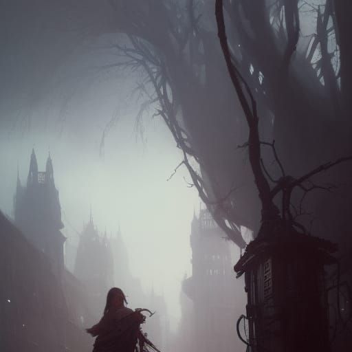 Dark Fantasy Masterpiece in Purple and Yellow