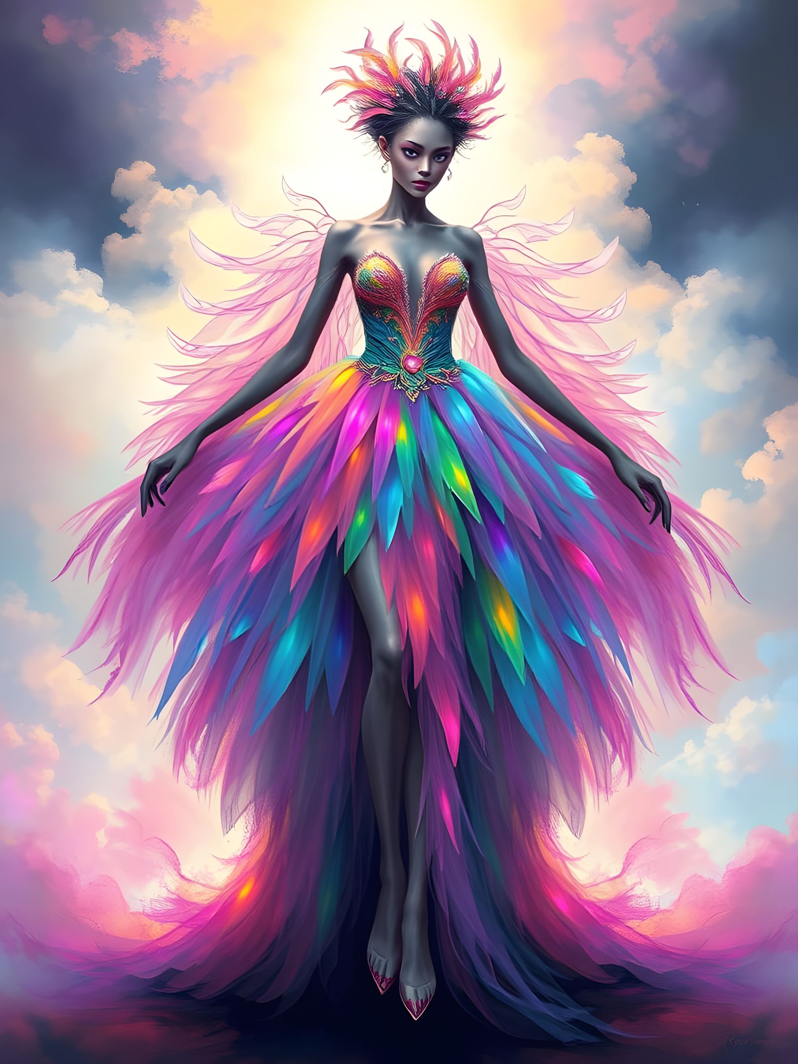 Ethereal Pop Surrealist Character Shines in Rainbow Tulle