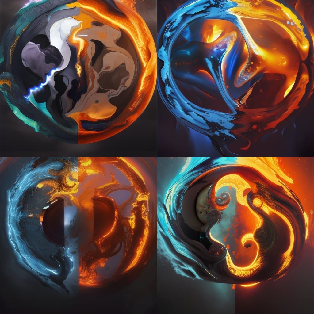 Lava and Water Yin Yang Dark Fantasy Art