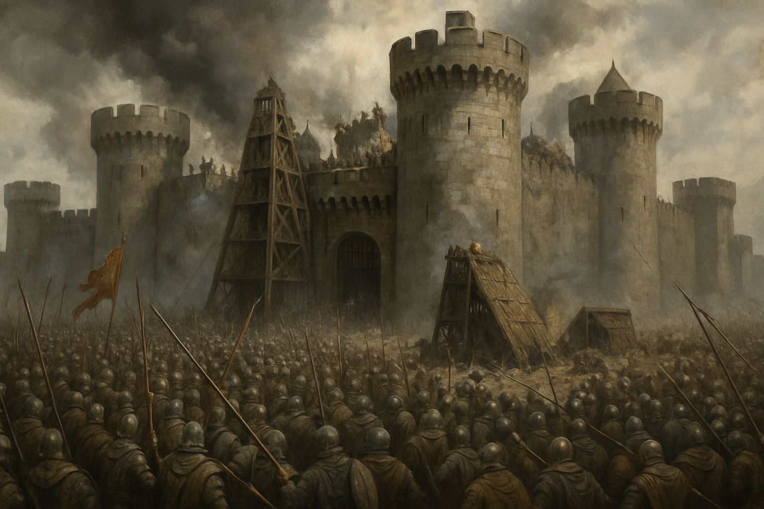 Medieval Castle Under Siege by Huge Army