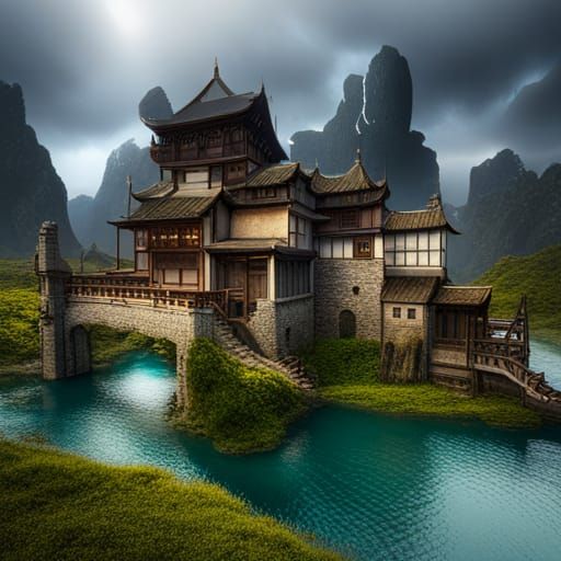 Detailed Matte Painting of Chinese House in 8K