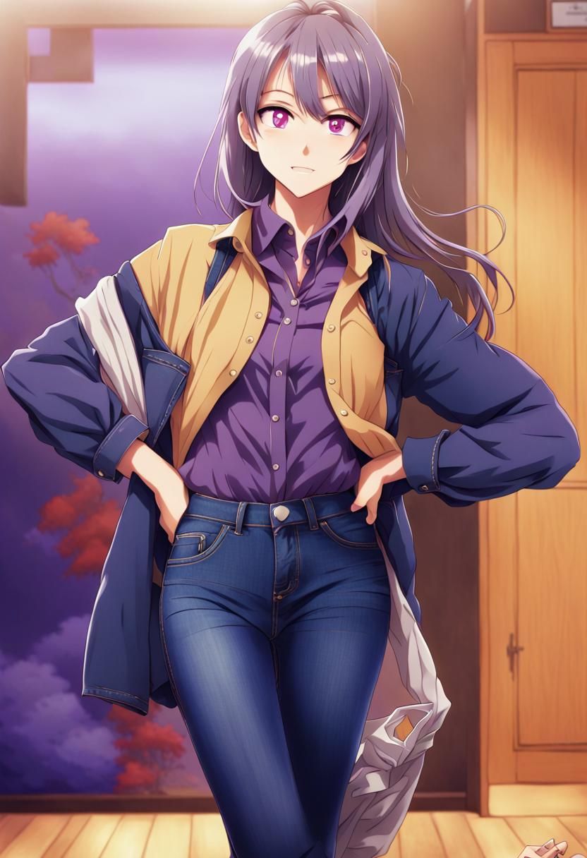 Nakia Bahadir in Anime Style with Purple Blouse