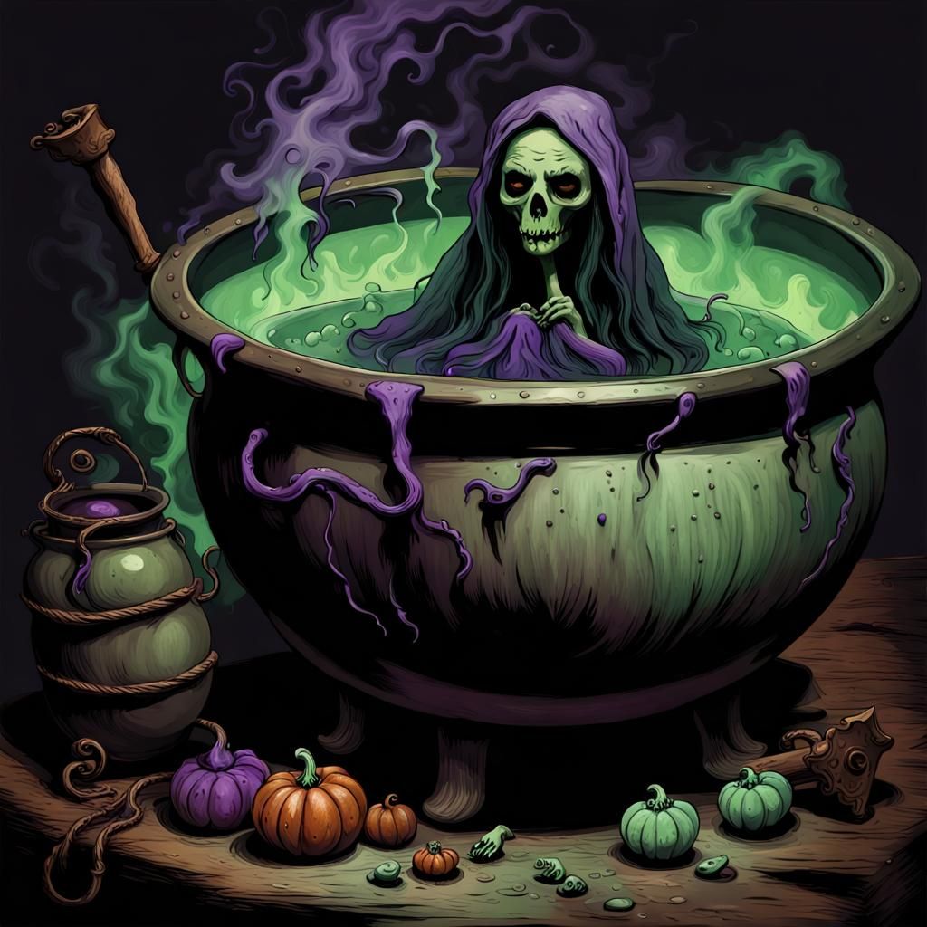 Spooky Witch Cauldron of Morbid Art