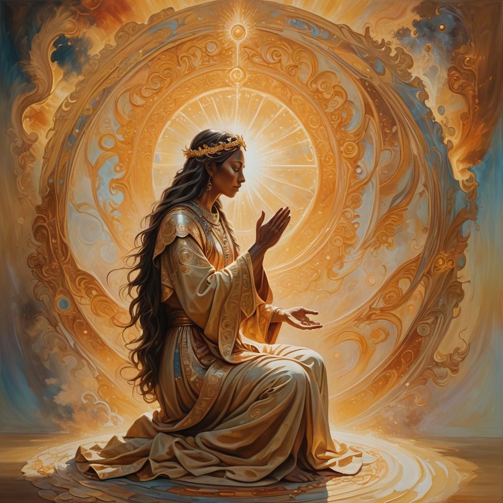 Mystical Ancestral Blessing in Vibrant Oil Painting