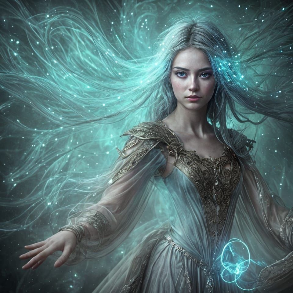 Mysterious Mage Casting Spell With Enchanting Energies