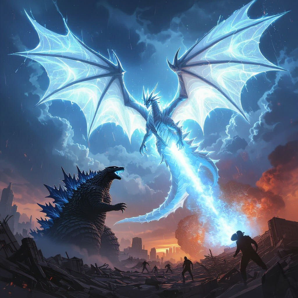 Godzilla vs Blue-Eyes White Dragon Epic Clash