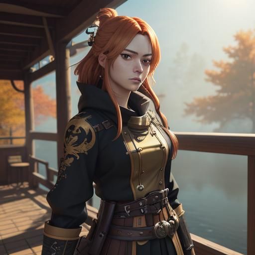 Autumn Anime Pirate Captain in Golden Hour