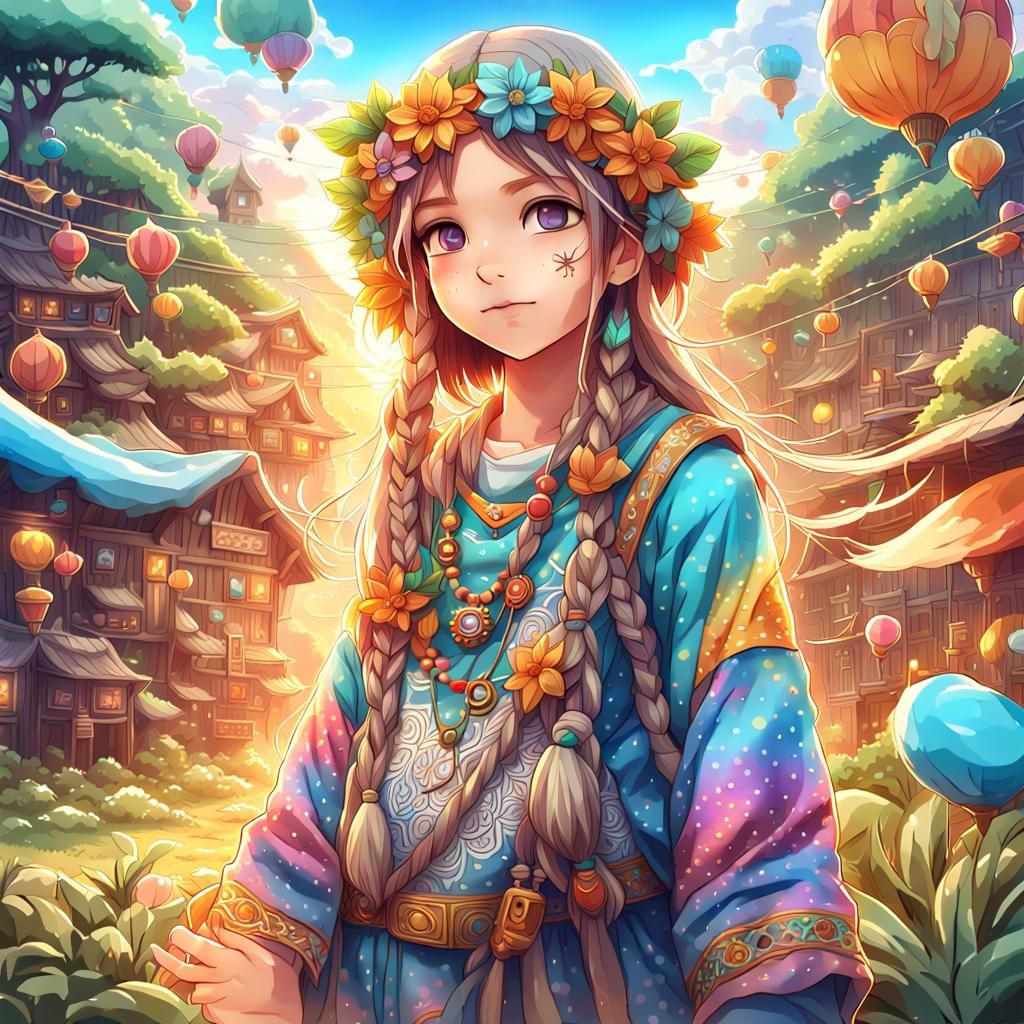 The adorable beautiful boho hippie girl