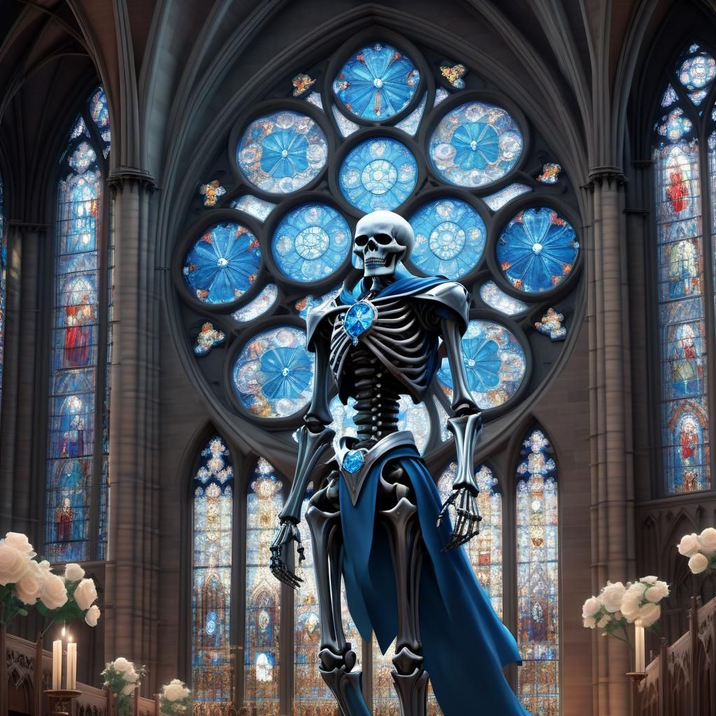 Blue Diamond Glass Golem Descends Cathedral