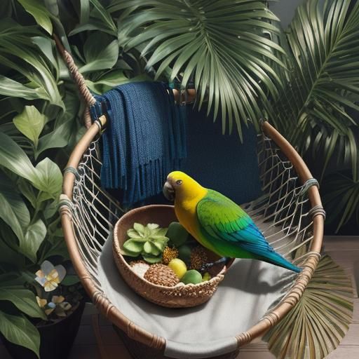 Relaxed Tabby Cat in Hammock: Boho-Chic Illustration