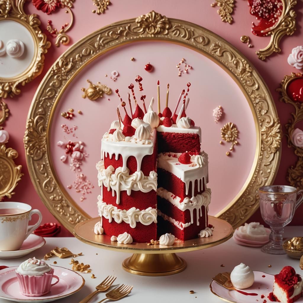 Pop Surrealism: Red Velvet Cake with Gold Dust