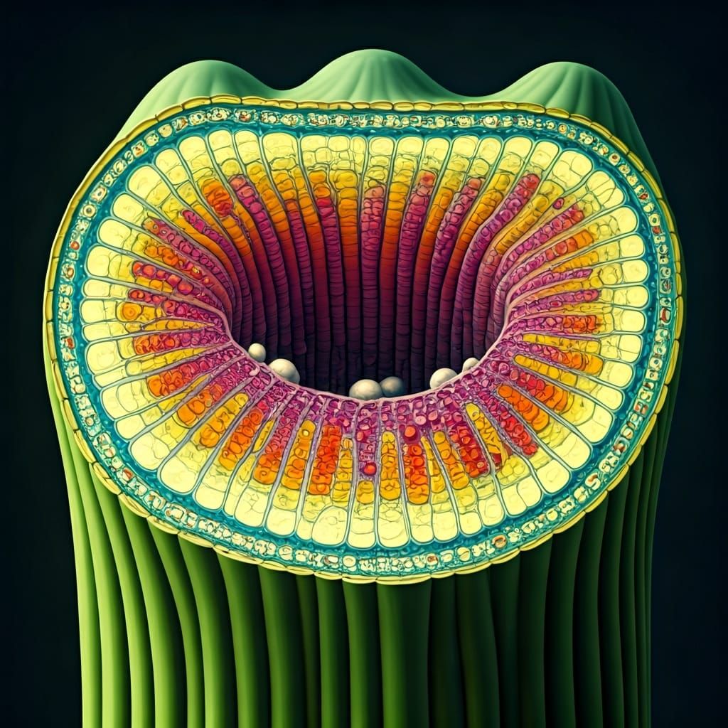 Botanical Cross Section of Plant Stem Illustration