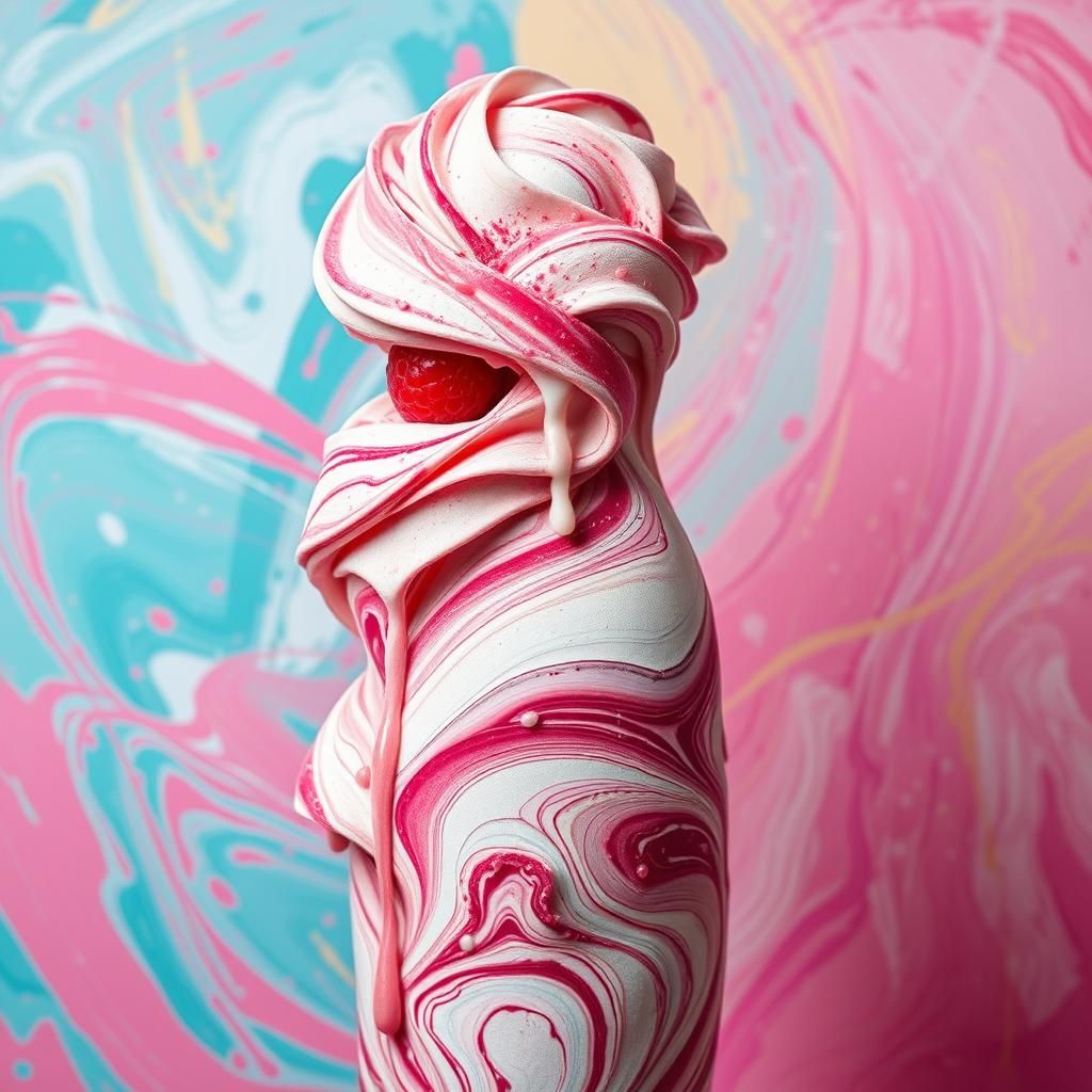 Raspberry Ice Cream Dress in Pop Art Style