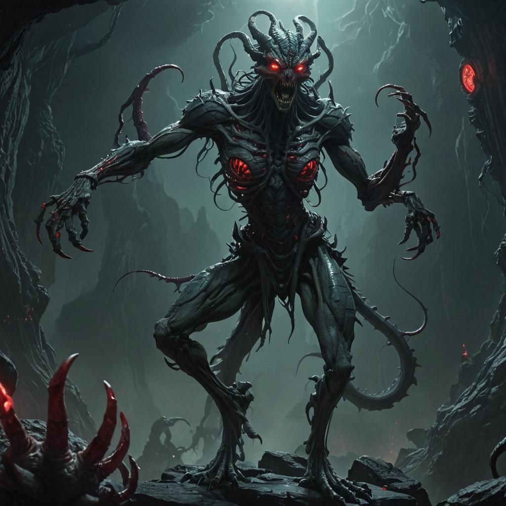 Nightmarish God at the Abyss in 3D Digital Art