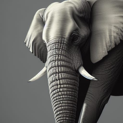 Elephant Portrait in T-Shirt, Detailed Concept Art