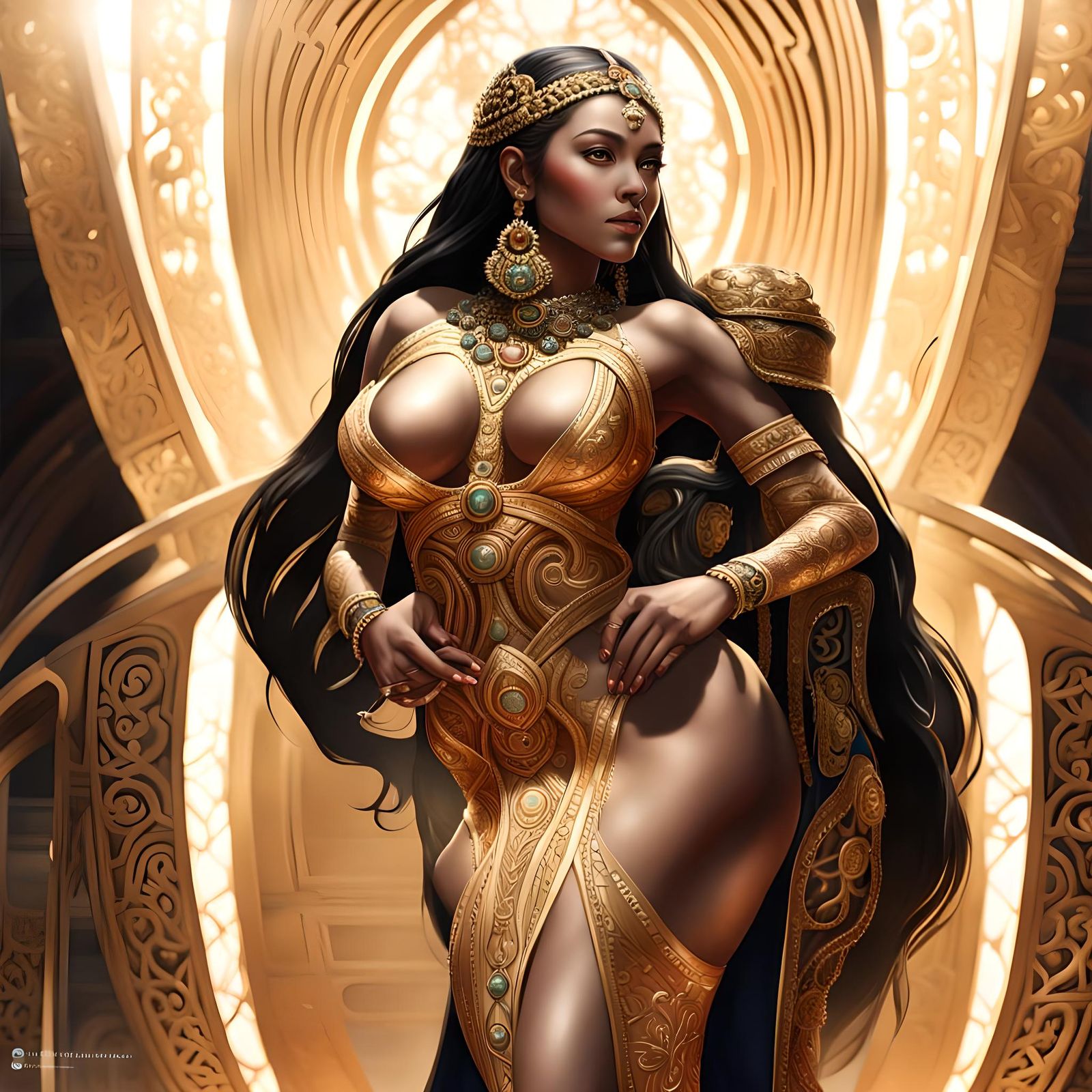 Beautiful Goddess in Traditional Dress, Digital Art