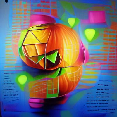 Neon Geometric Pumpkin: Halloween Poster Art